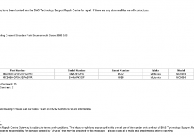 Email2.Terminals Booked In