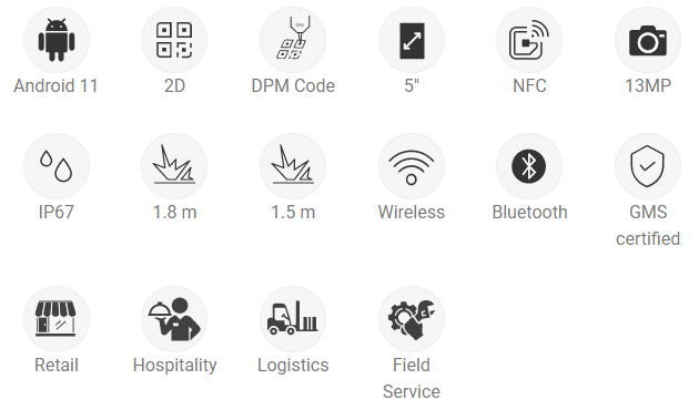 Unitech EA520 WLAN Only Icon Specs